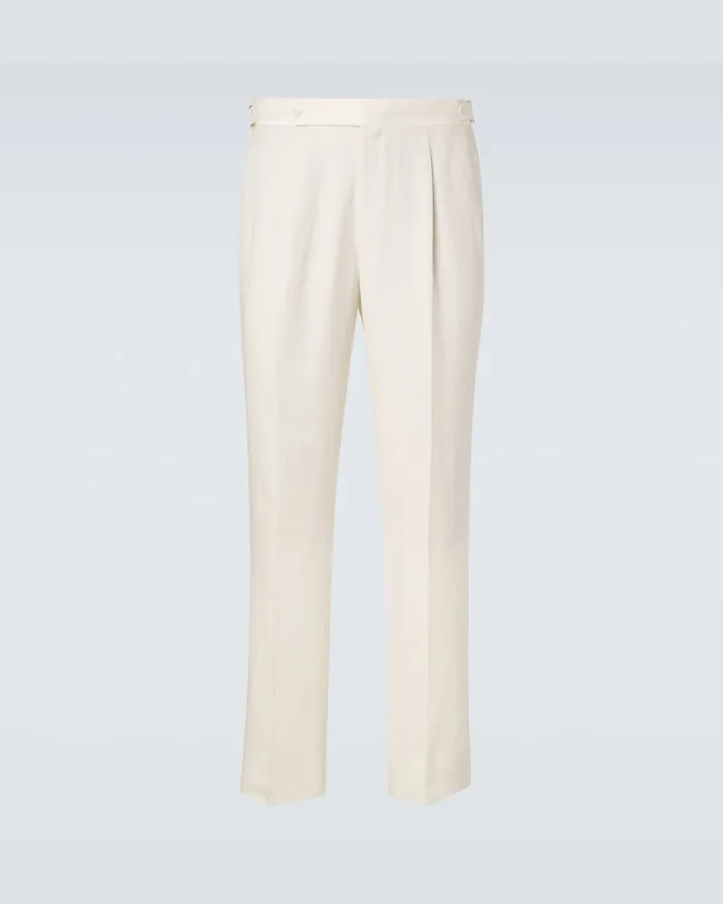 Stoffa Stòffa Gerade Hose aus Leinen Weiß