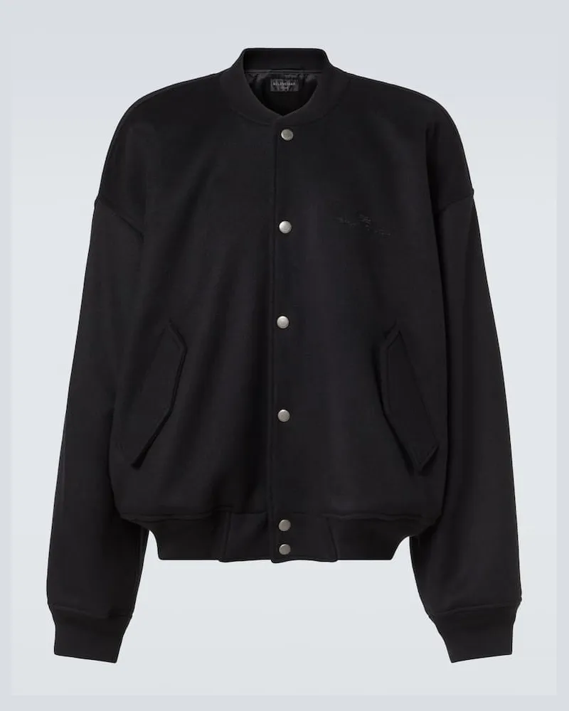 Balenciaga Bomberjacke aus Wolle Schwarz