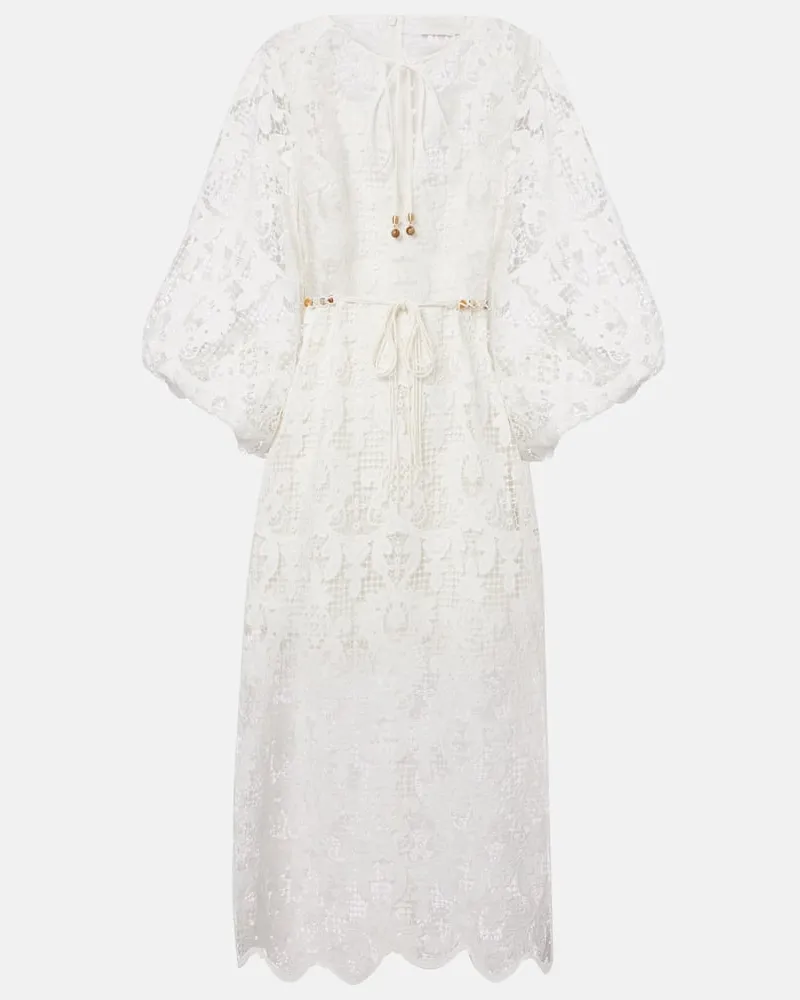 Zimmermann Midikleid Coco aus Spitze Weiß