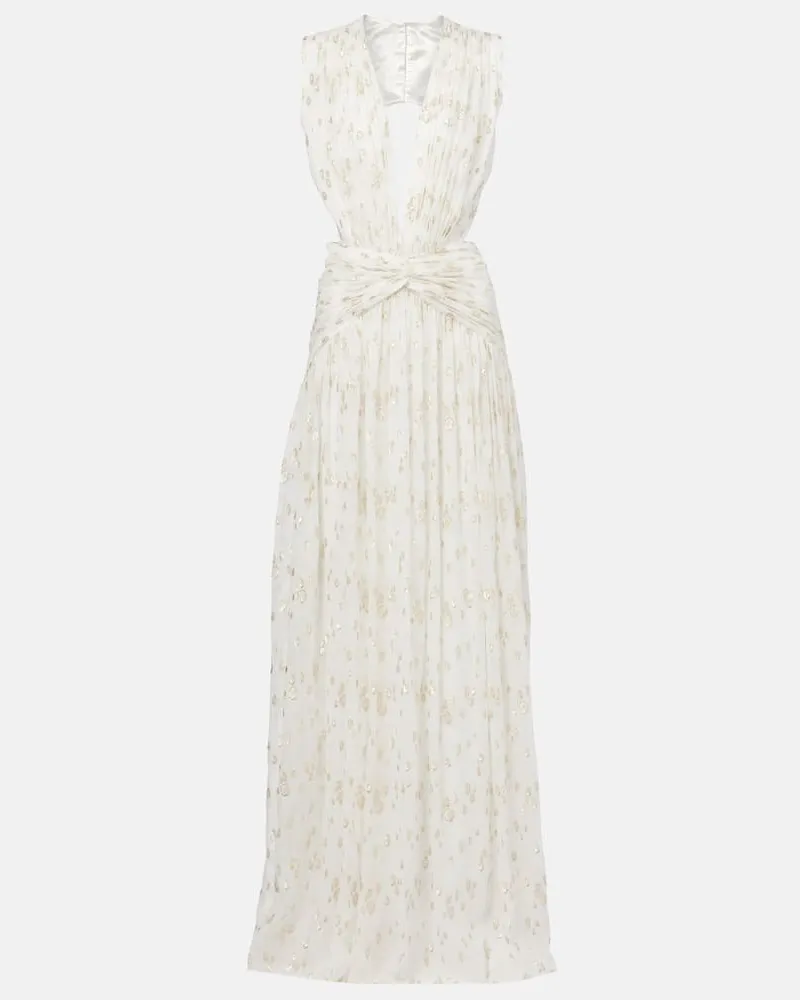 COSTARELLOS Robe Luccia aus Seiden-Jacquard Weiã