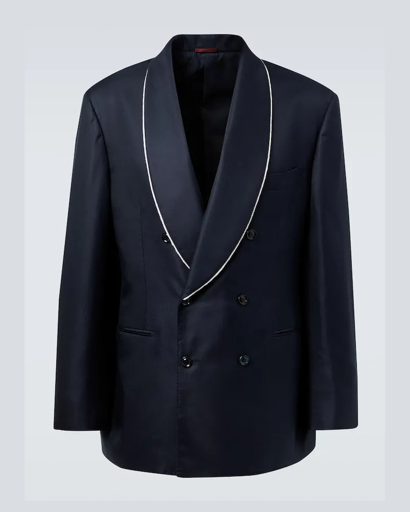Brunello Cucinelli Smokingjacke aus Seide Blau