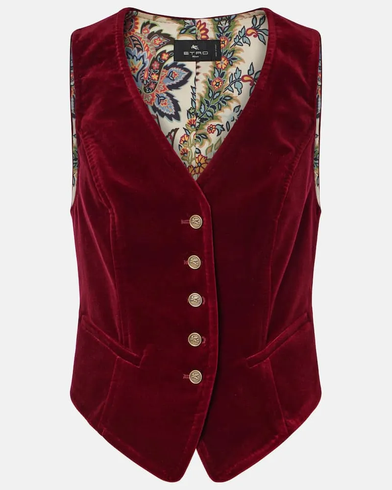 Etro Weste aus Baumwollsamt Rot