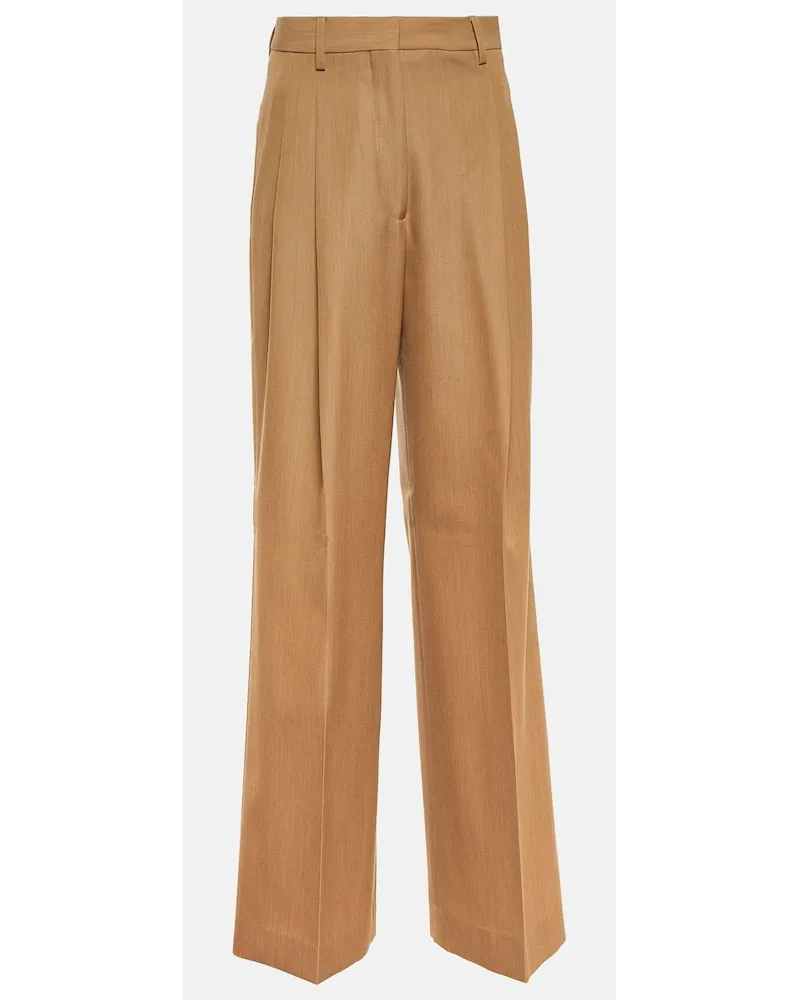 Burberry Weite Hose aus Schurwolle Beige