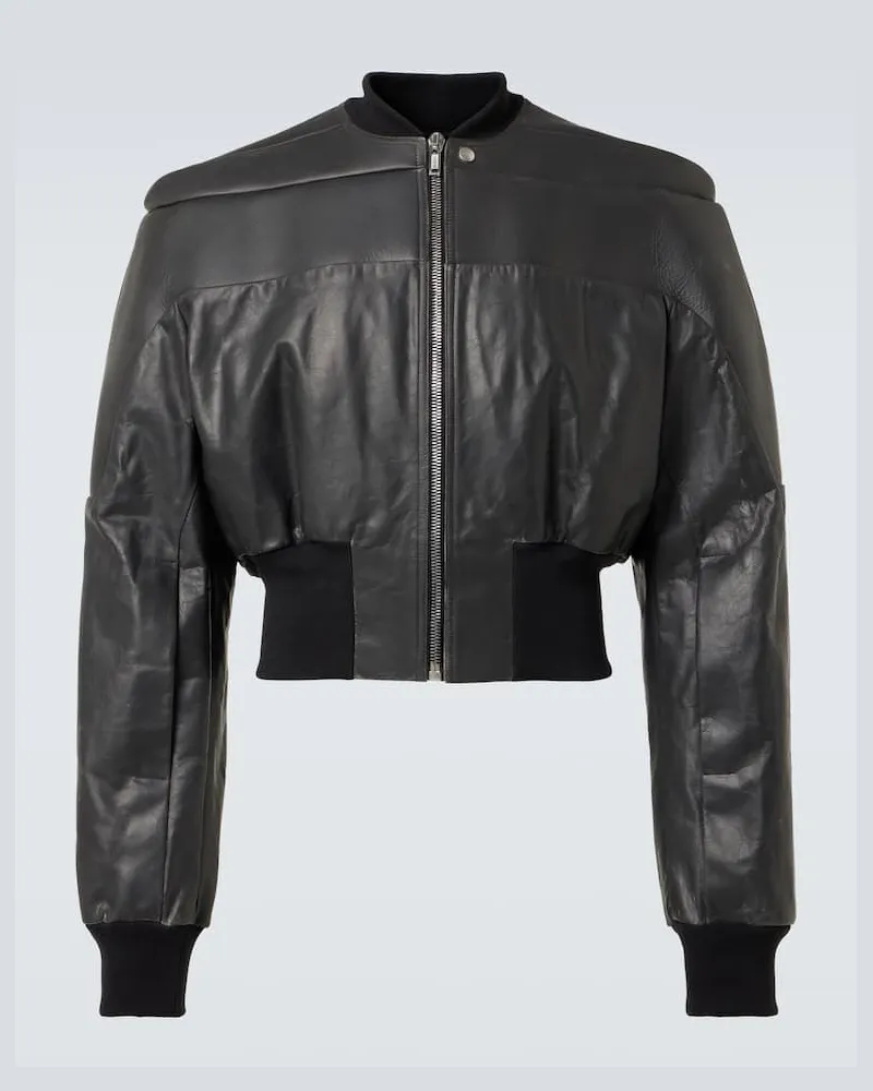 Rick Owens Cropped-Lederjacke Girdered Braun