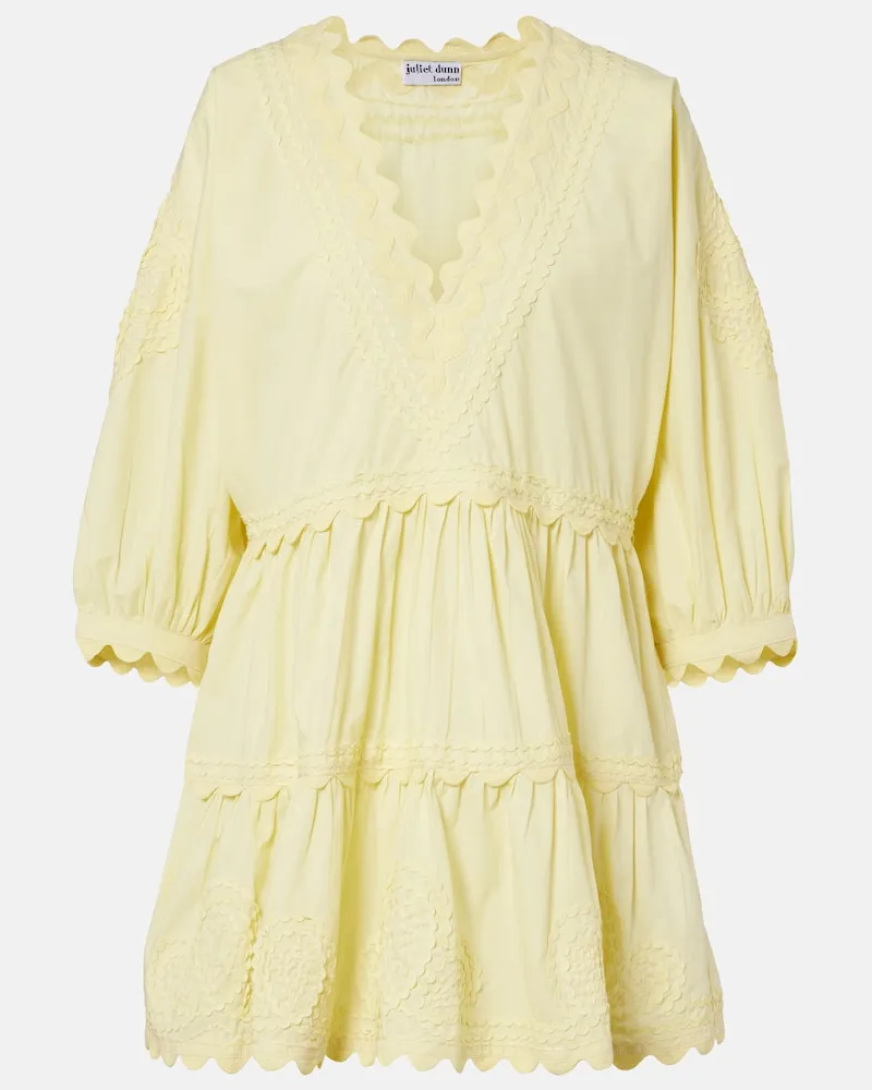 Juliet Dunn Besticktes Minikleid aus Baumwolle Gelb