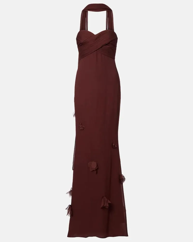 Self-Portrait Robe aus Jersey Braun
