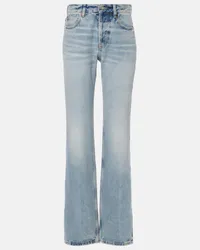 Saint Laurent High-Rise Straight Jeans Nico Blau