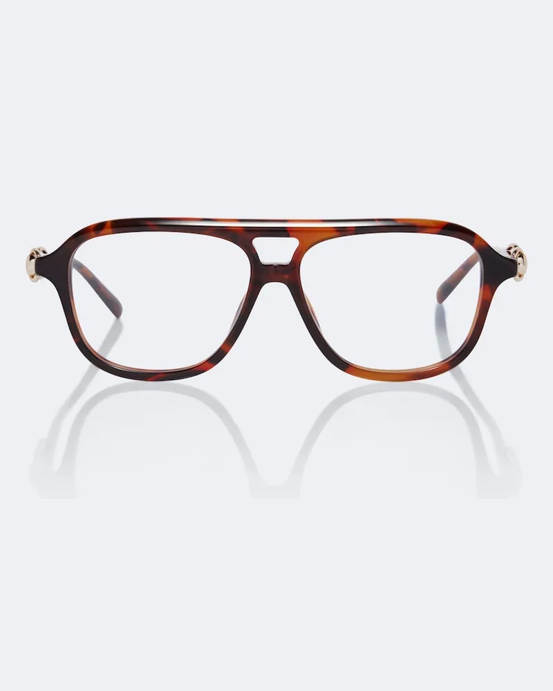 Gucci Navigator-Brille Horsebit Braun