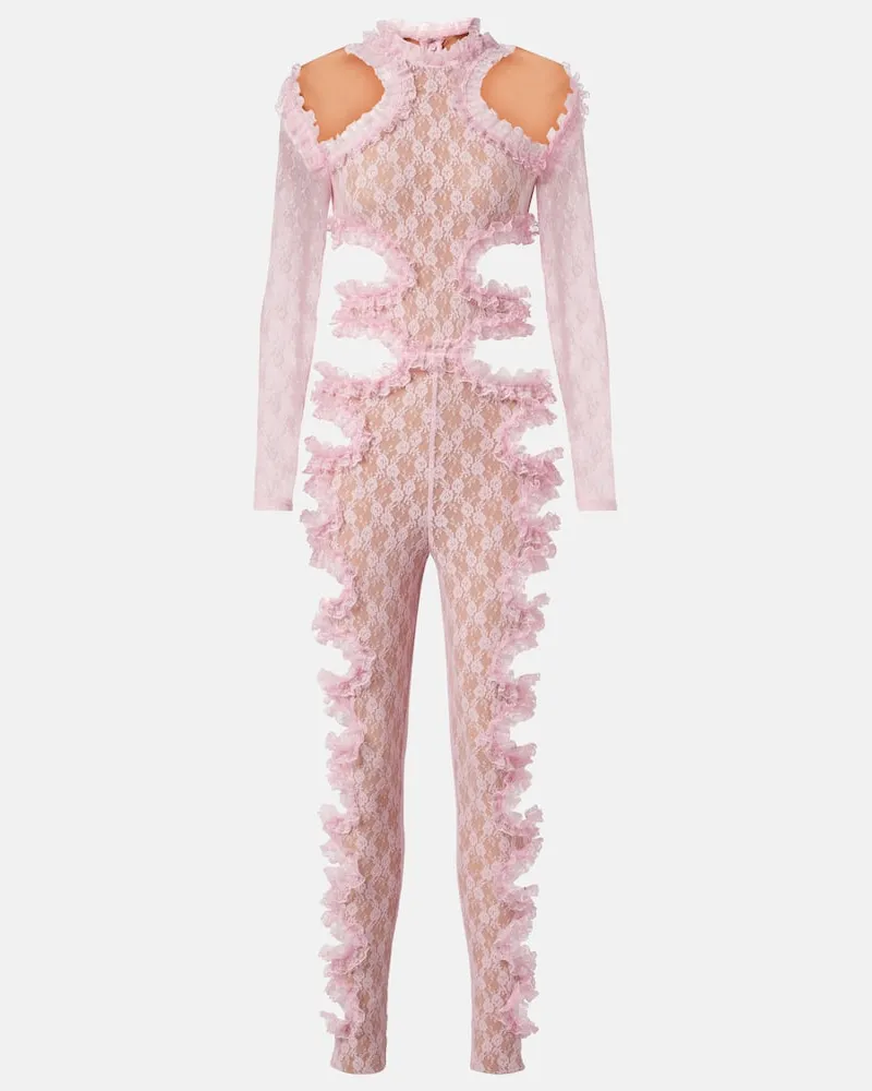 Self-Portrait X Chistopher Kane Bodysuit aus Spitze Pink