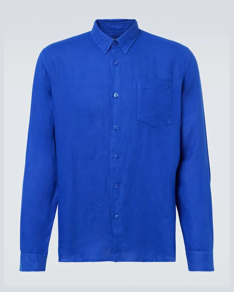 Vilebrequin Hemd aus Leinen Blau