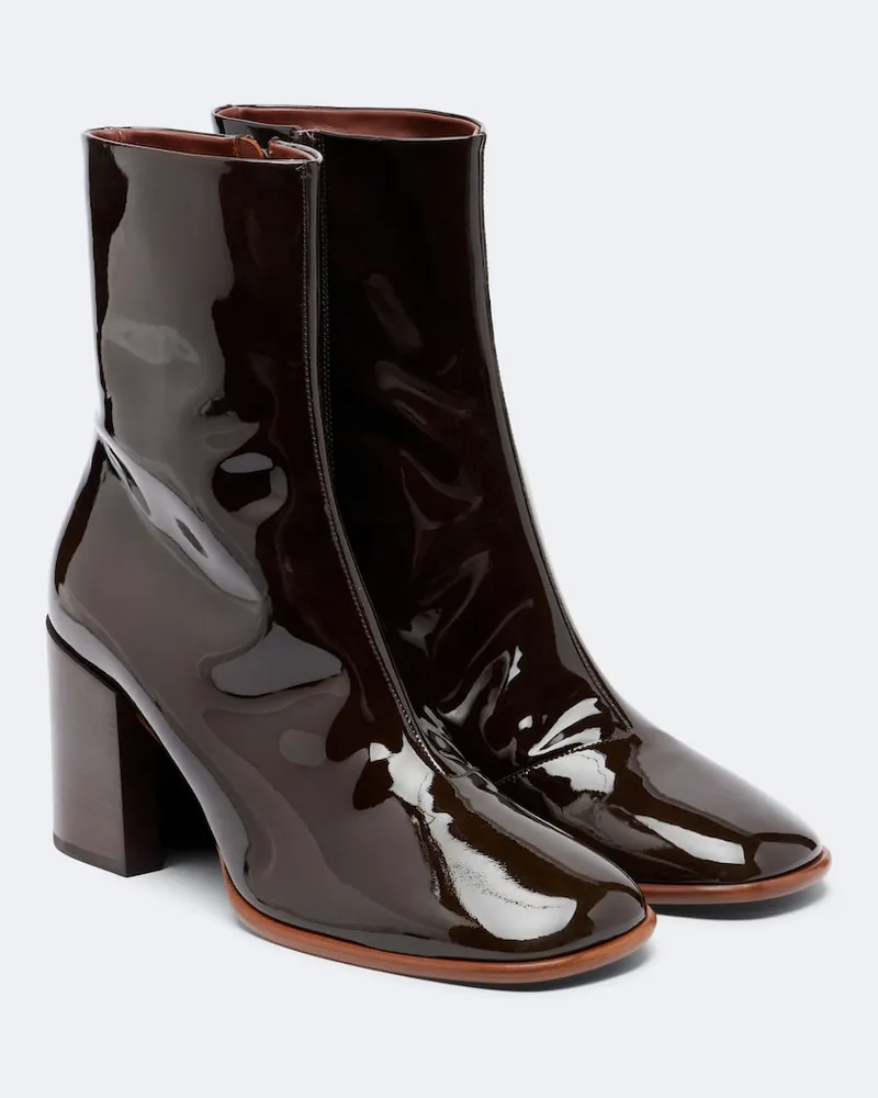 Dries van Noten Stiefel aus Lackleder Grün