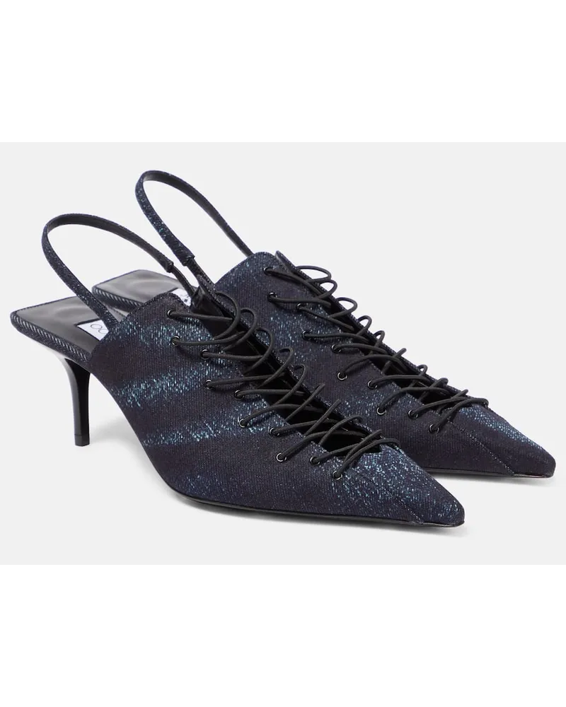 Jimmy Choo X Jean Paul Gaultier Slingback-Pumps Corset aus Denim Blau