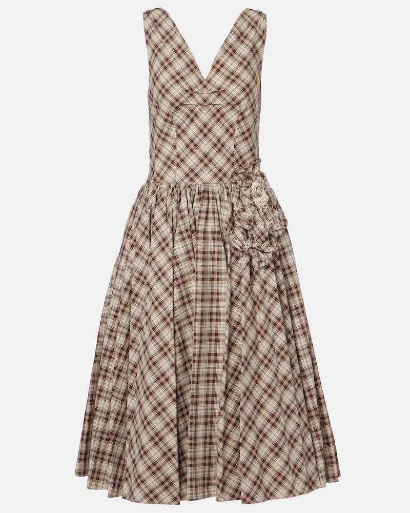 Prada Midikleid aus Baumwollpopeline Braun