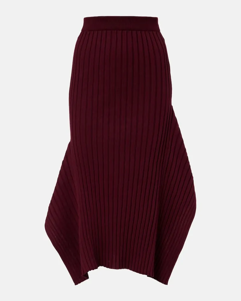Stella McCartney Midirock aus Rippstrick Burgunderrot
