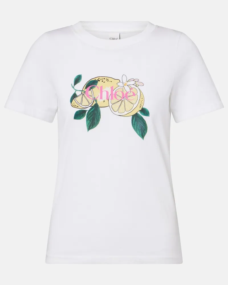 Chloé Chloé Bedrucktes T-Shirt aus Baumwolle Weiß