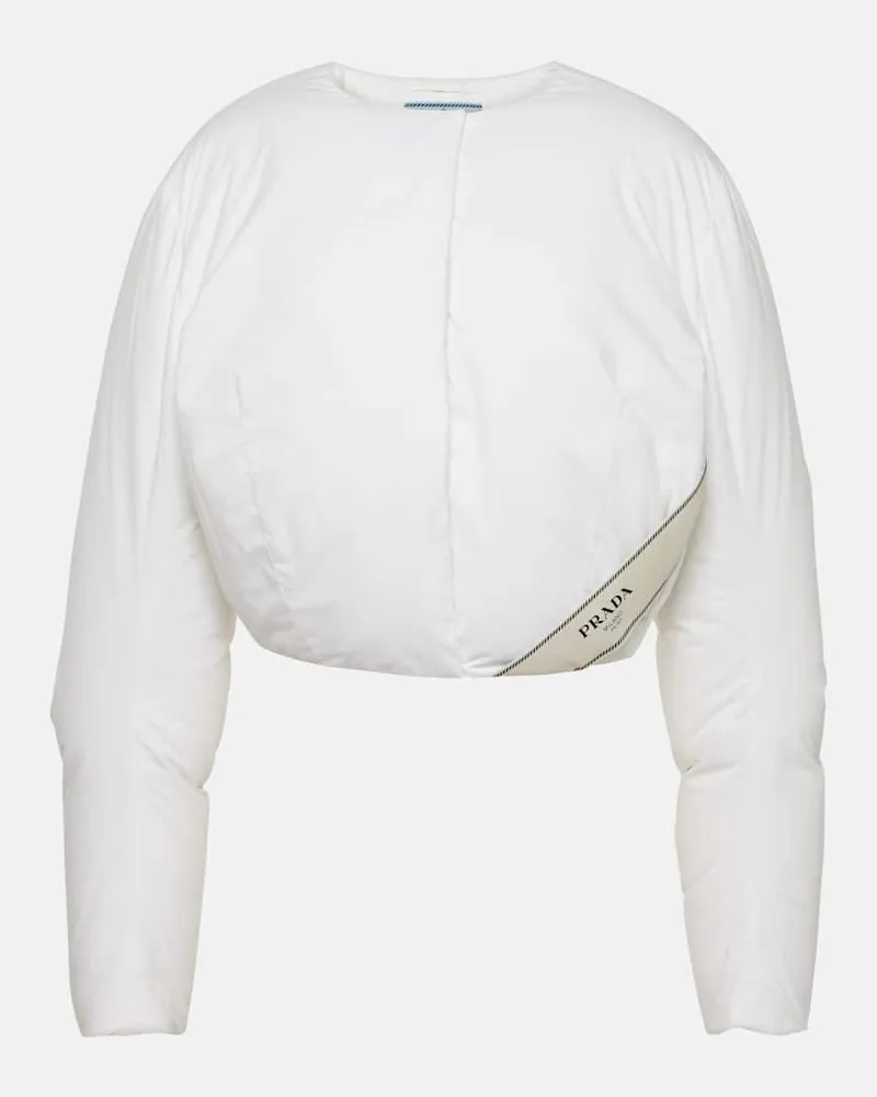 Prada Cropped-Daunenjacke aus Baumwolle Weiß