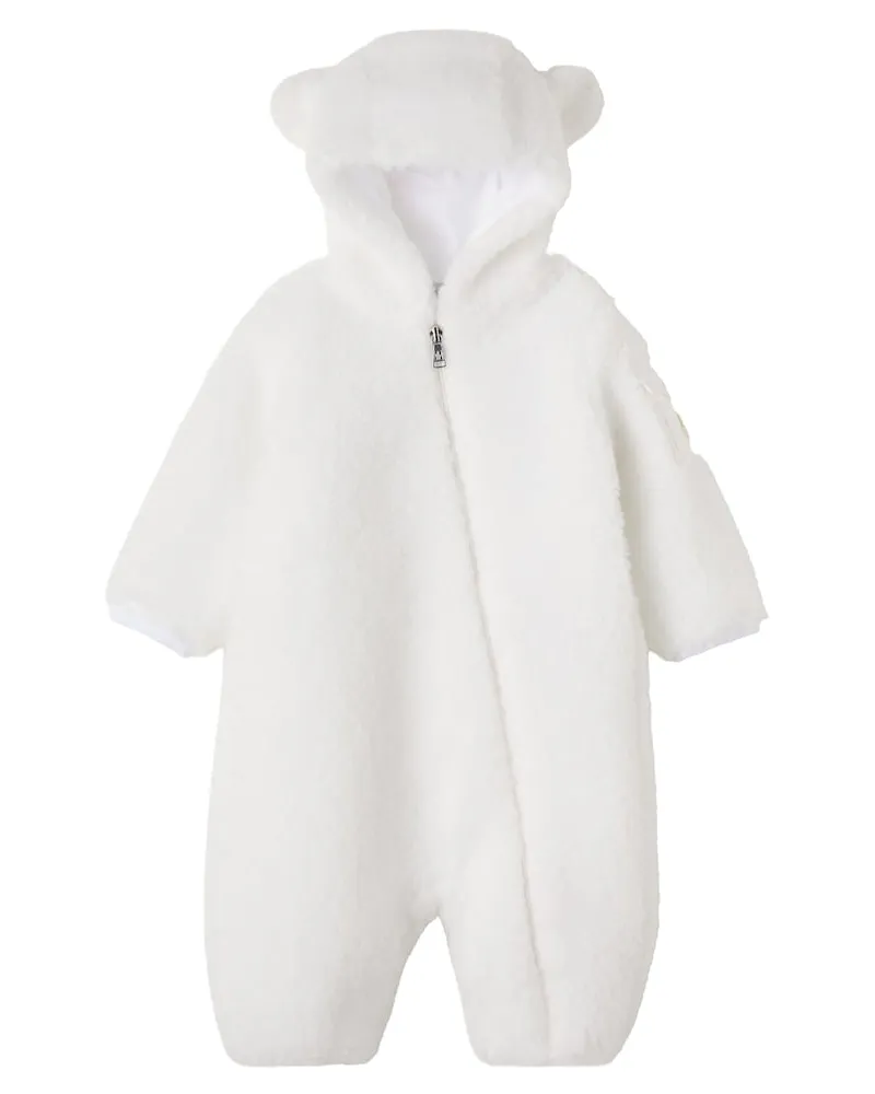 Moncler Baby Schneeanzug aus Teddy Weiß