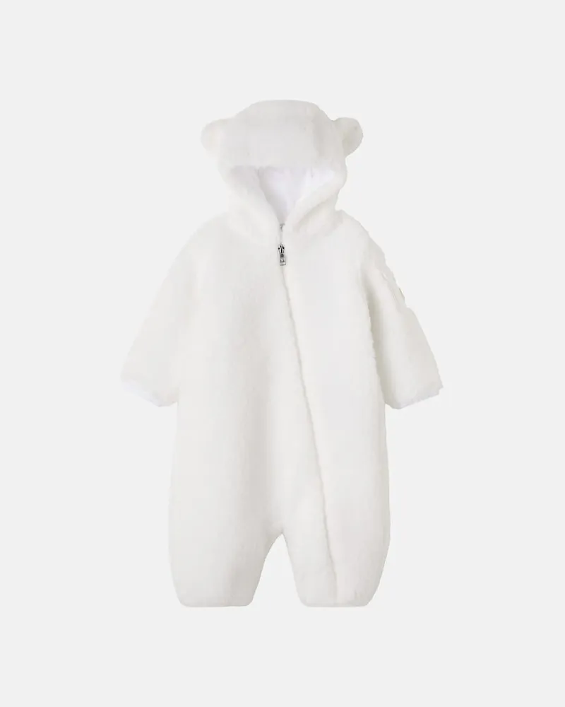 Moncler Baby Schneeanzug aus Teddy Weiß