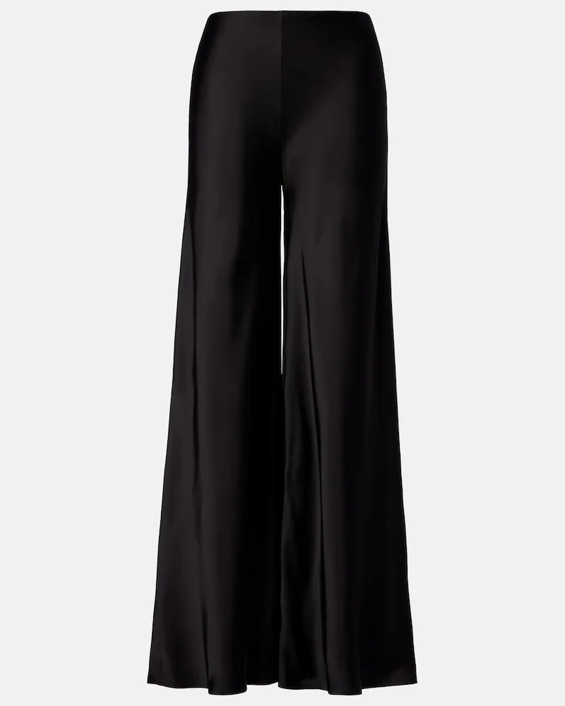 Norma Kamali Weite Hose aus Satin Schwarz