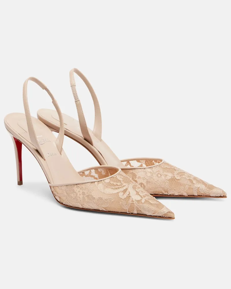 Christian Louboutin Slingback-Pumps aus Spitze Beige