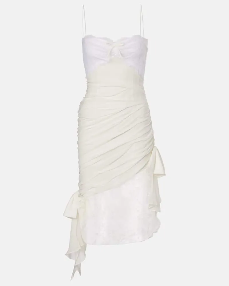 Alessandra Rich Minikleid aus Seiden-Georgette mit Spitze Weiã