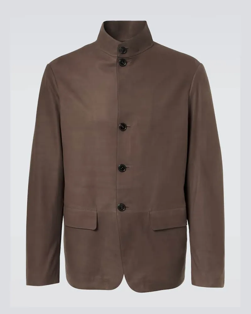 Ermenegildo Zegna Lederjacke Il Conte Braun