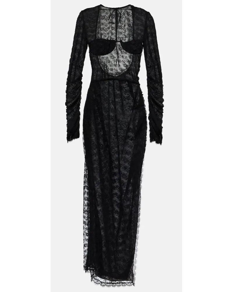 Alessandra Rich Maxikleid aus Spitze Schwarz