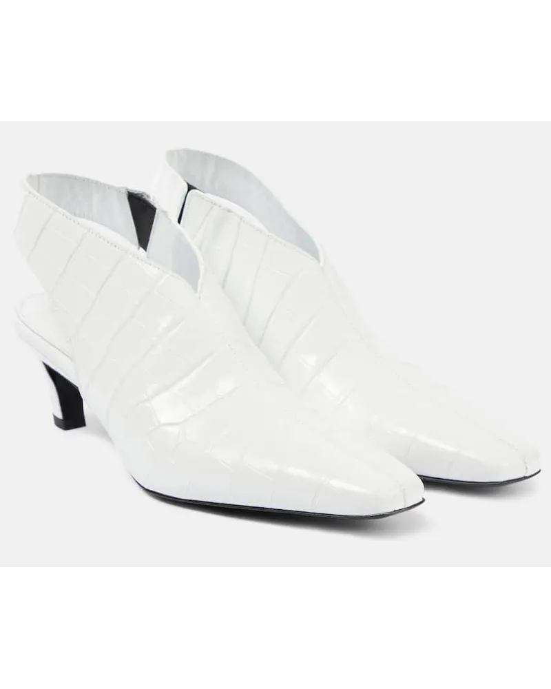 Totême Slingback-Pumps The Croco Slim aus Leder Weiss