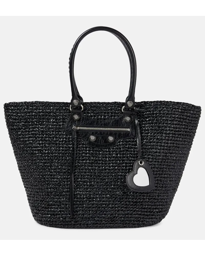 Balenciaga Schultertasche Le Cagole aus Mesh Schwarz