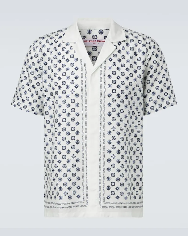 Orlebar Brown Bedrucktes Hemd Maitan Weiß
