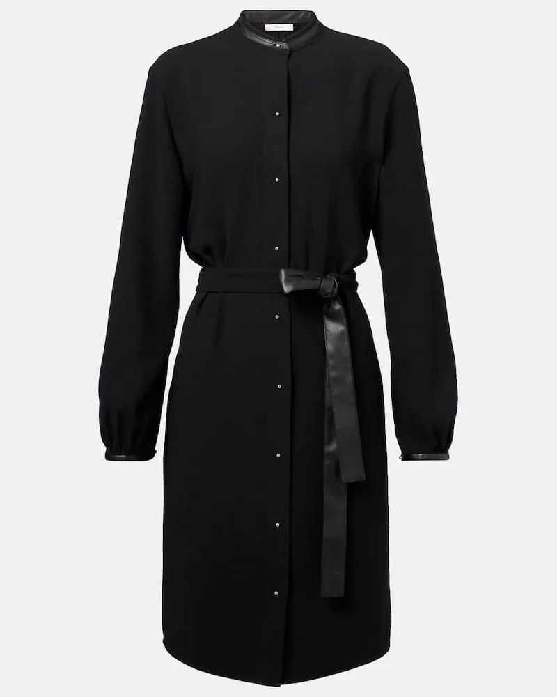 Vince Hemdblusenkleid mit Lederimitat Schwarz