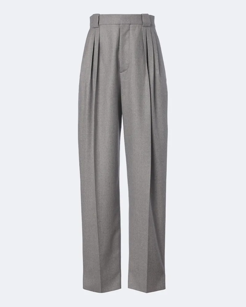 Bottega Veneta Weite Hose aus Wolle Grau