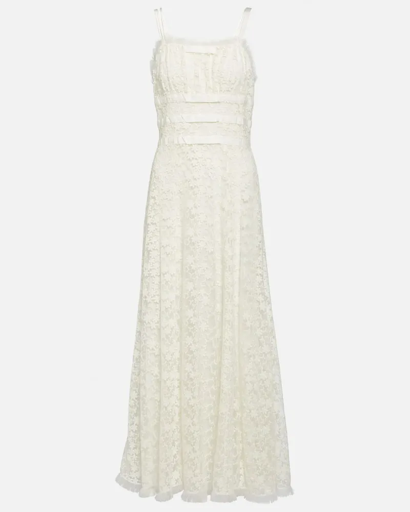 Rodarte Maxikleid aus Spitze und Tüll Weiß