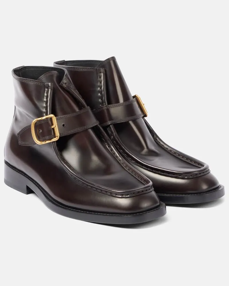 Dries van Noten Ankle Boots aus Leder Braun
