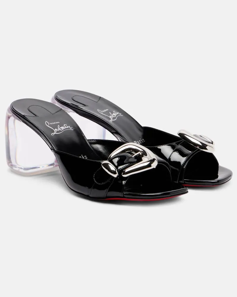 Christian Louboutin Pantoletten Minny Bubble 70 aus Lackleder Schwarz