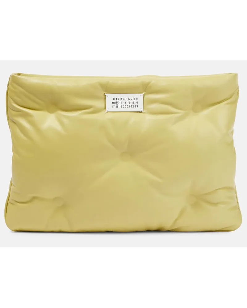 Maison Margiela Clutch Glam Slam aus Leder Gruen