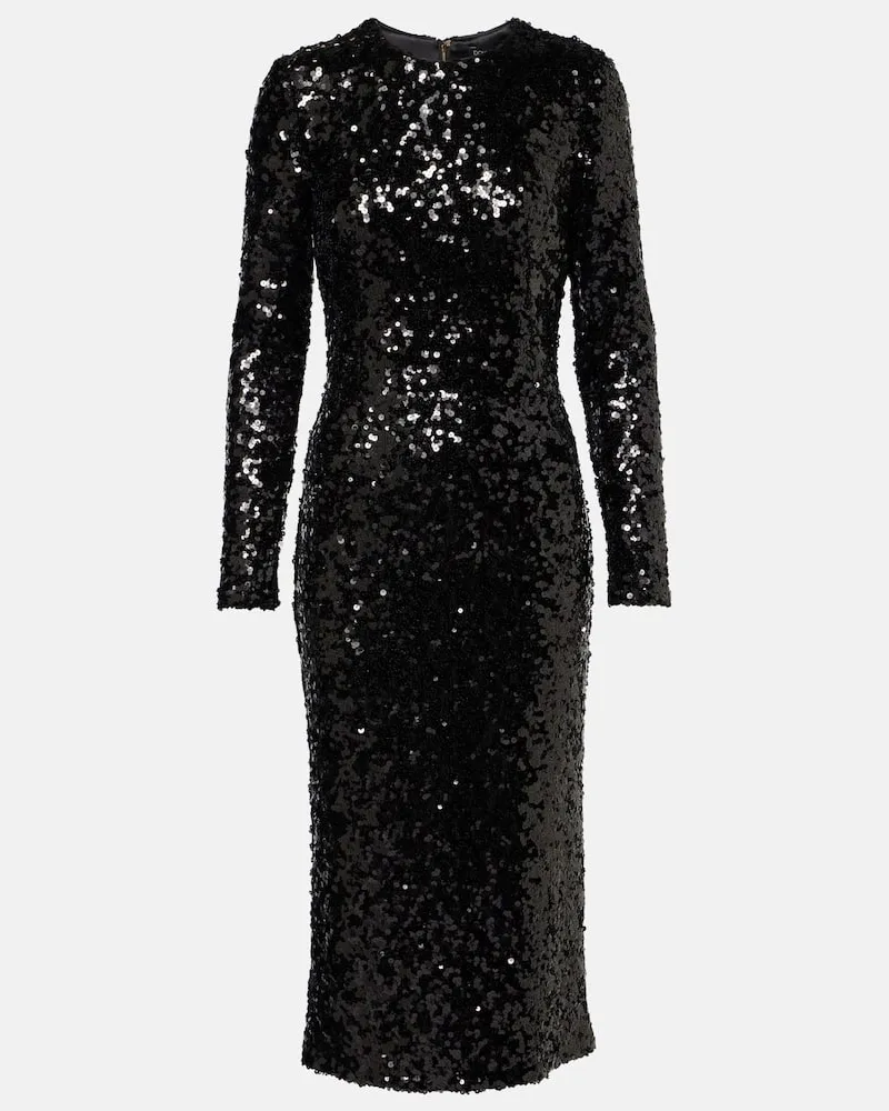 Dolce & Gabbana Midikleid mit Pailletten Schwarz