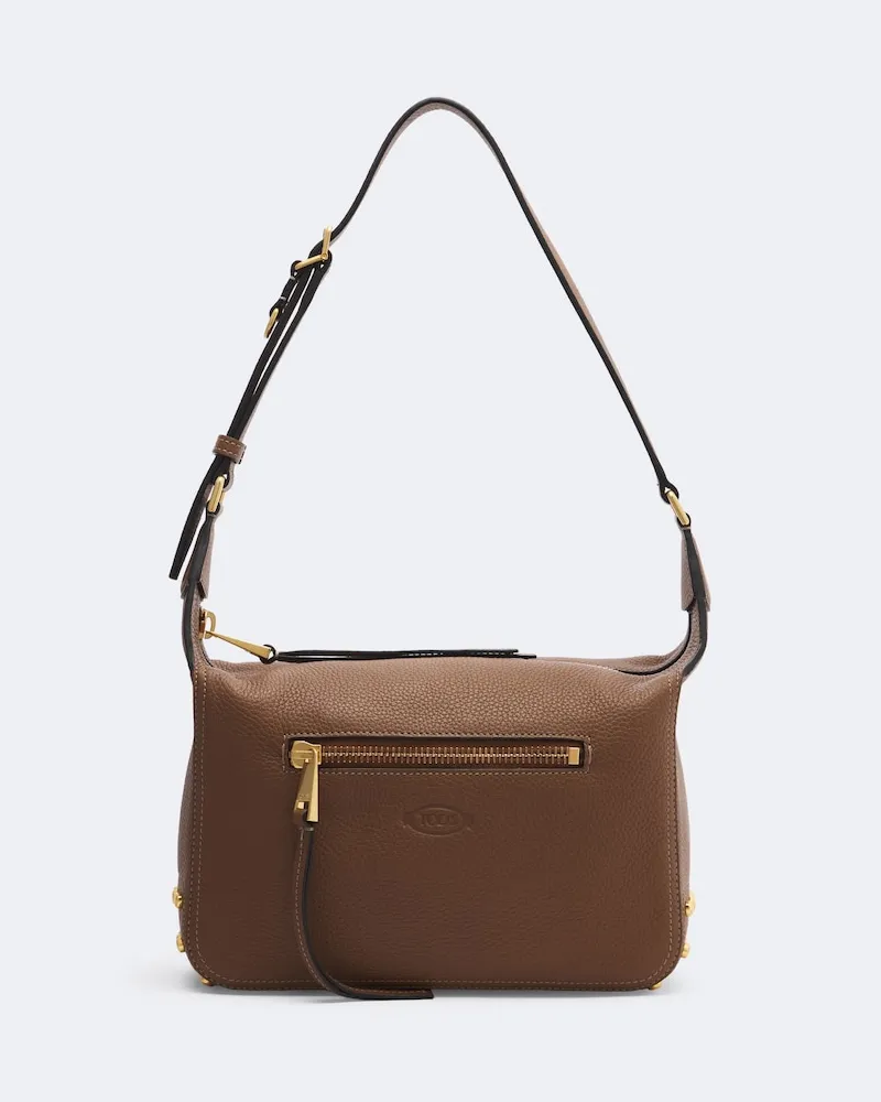 TOD'S Schultertasche Metal Dots Mini aus Leder Braun
