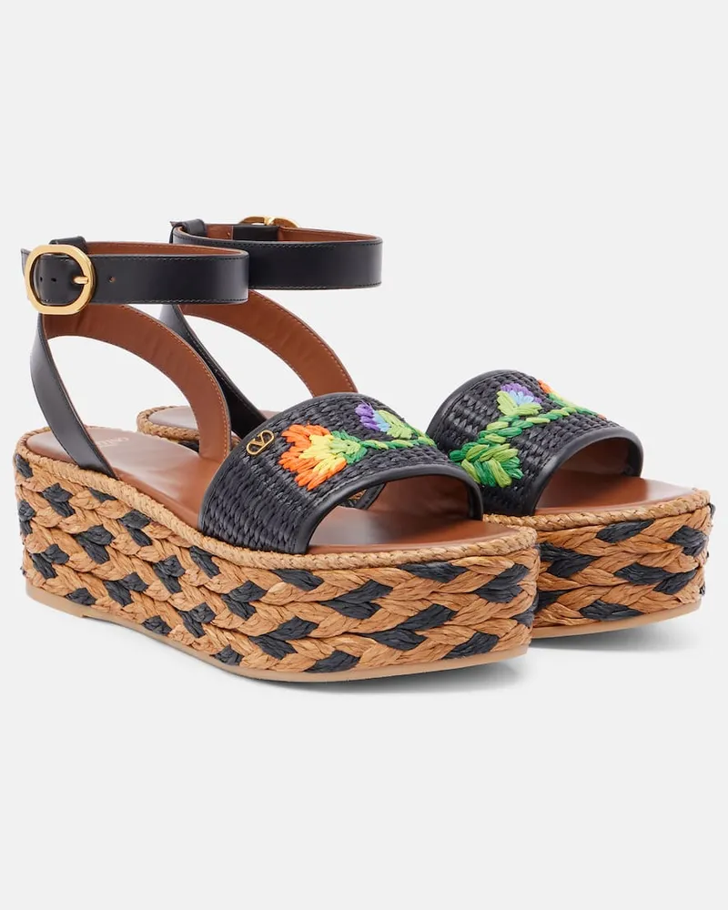 Valentino Garavani Espadrille-Pantoletten Bribri aus Raffiabast Multicolor