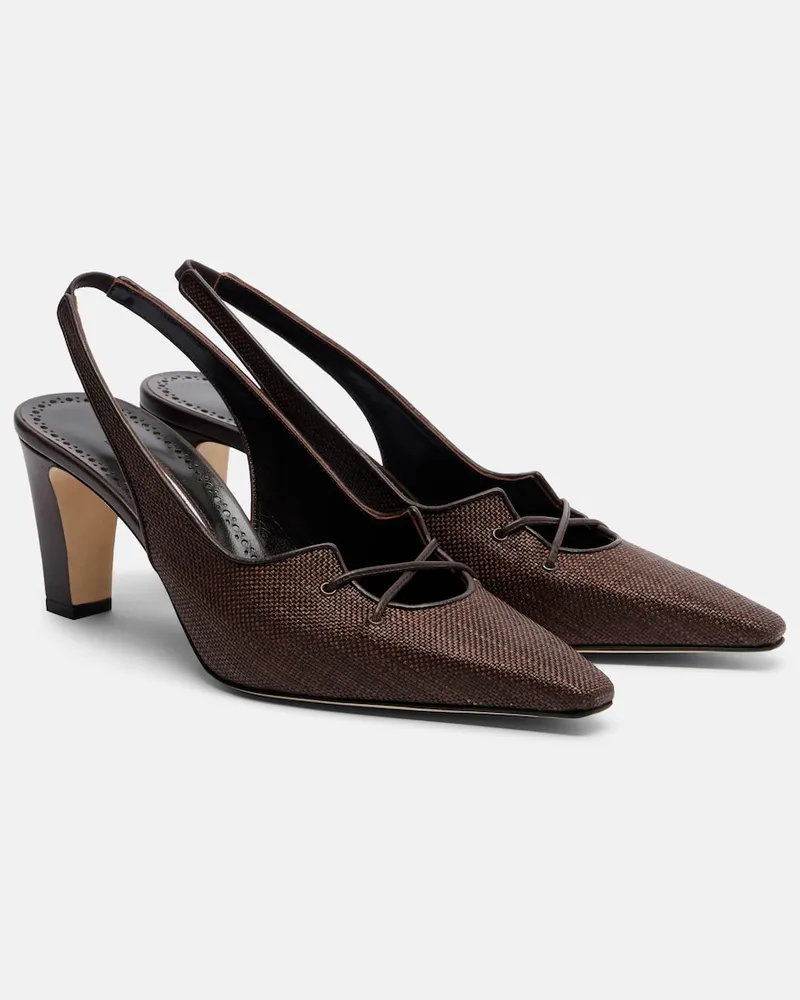 Manolo Blahnik Slingback-Pumps Montbalo aus Raffiabast Braun