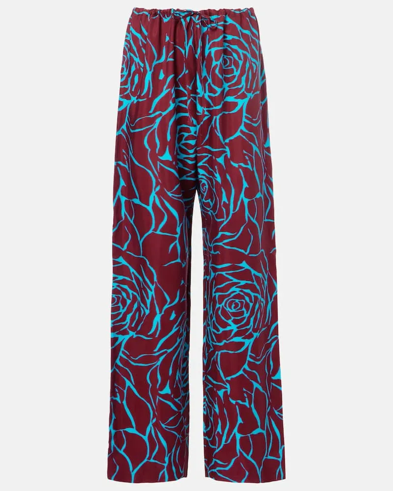Dries van Noten Gerade Hose aus Jersey Burgunderrot