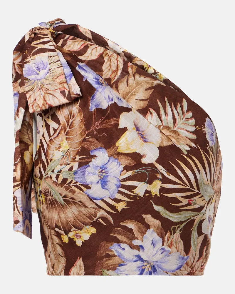 Zimmermann One-Shoulder-Top Coco aus Baumwolle Braun