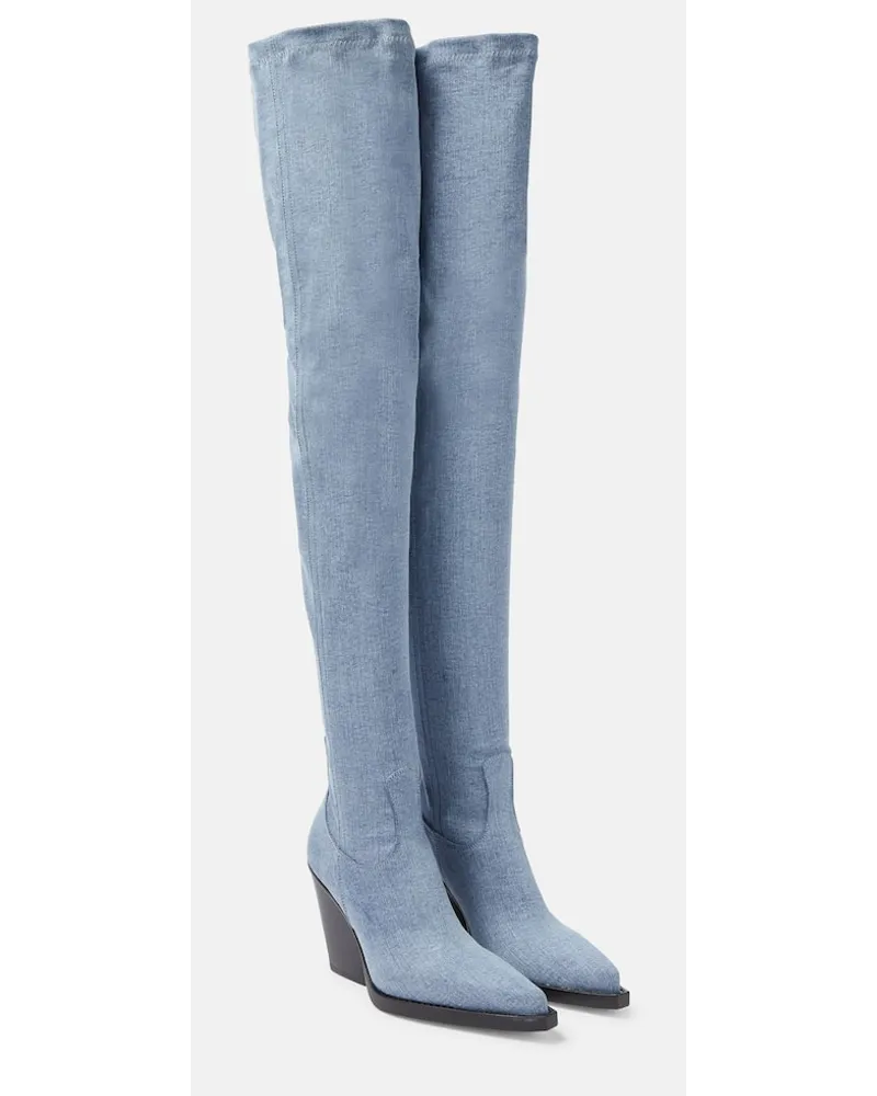 Paris Texas Overknee-Stiefel aus Denim Blau