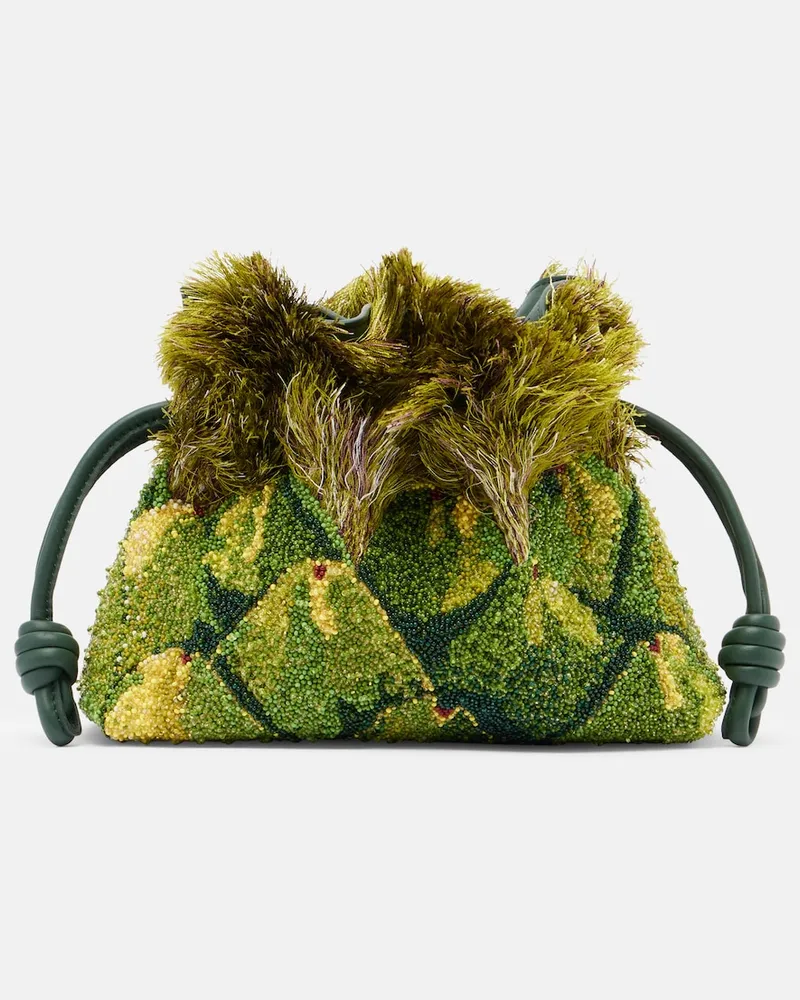 Loewe Verzierte Paula's Ibiza Clutch Flamenco Mini Grün