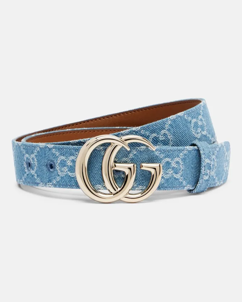 Gucci Gürtel GG Marmont aus Denim Blau