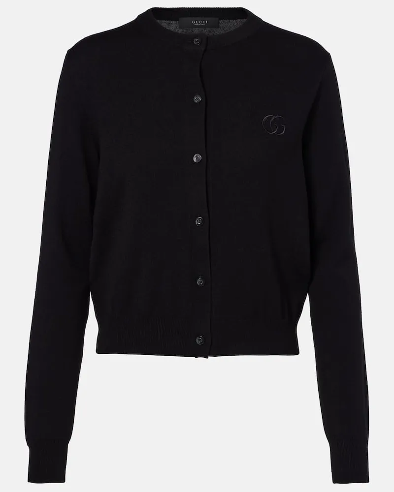 Gucci Cardigan Double G aus Wolle Schwarz