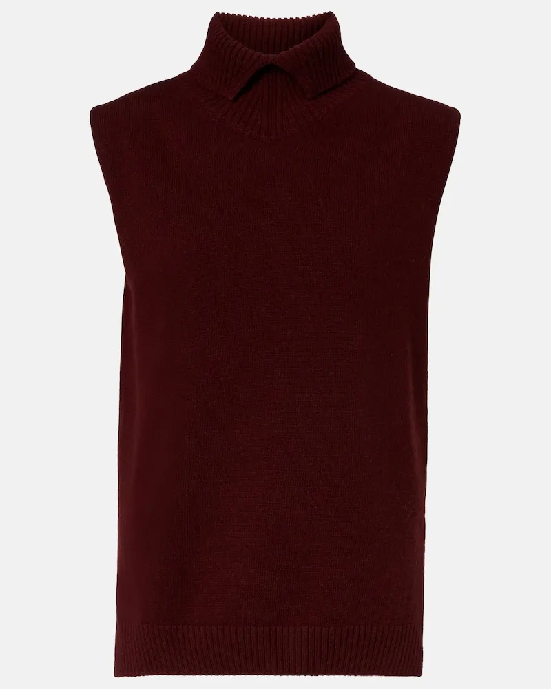 Jil Sander Rollkragenpullover aus Wolle Burgunderrot