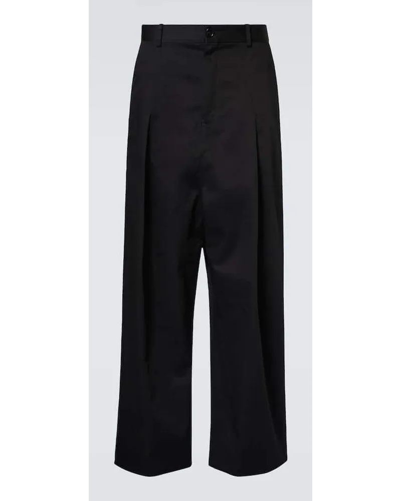 Loewe Weite Low-Rise-Hose aus Baumwolle Schwarz