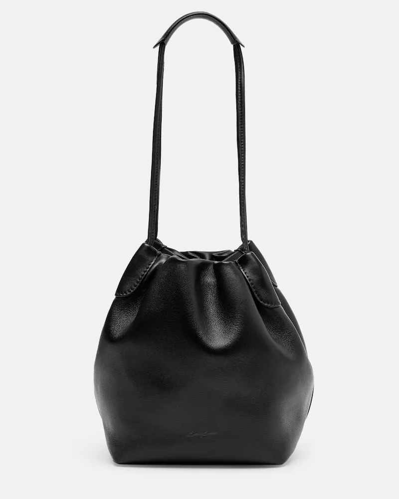 Loro Piana Bucket-Bag Bale Softy Small aus Leder Schwarz