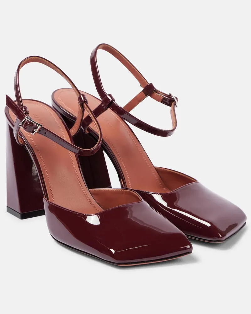 Amina Muaddi Pumps Charlotte 95 aus Lackleder Burgunderrot